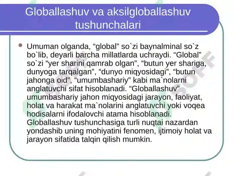 Globallashuvsekuliyarizatsiya jarayonlari 4