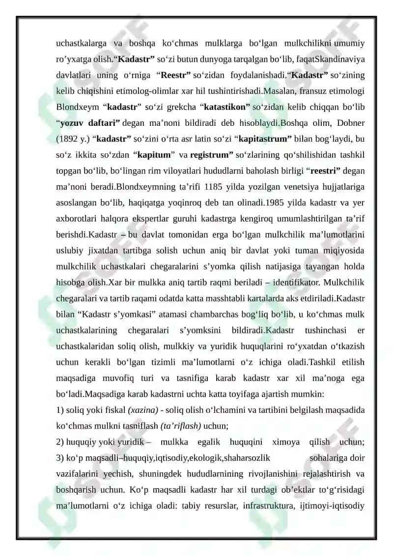 Davlat kadastrlarini yuritish vazifalari 4
