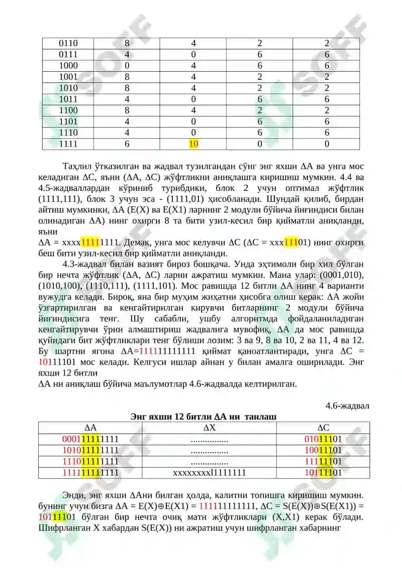 Дифференциал криптотаҳлилнинг амалиётда қўлланиши 4