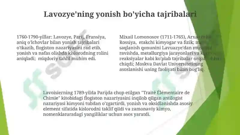 Lavozye'ning antiflogistik nazariyasi 4
