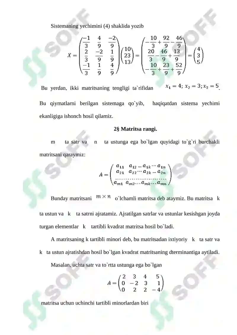 Chiziqli Tenglamalar Sistemasi va Ularning Yechish Usullari 4
