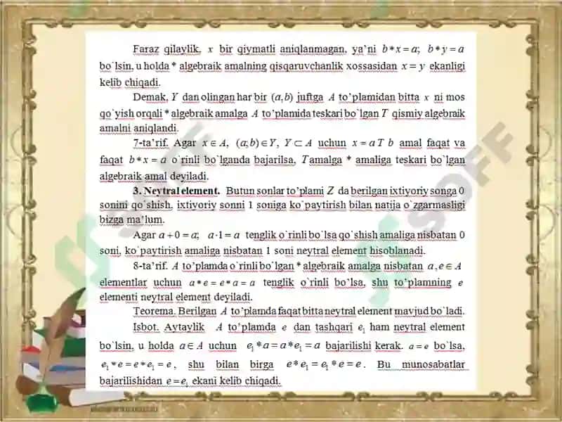 Binar algebraik operatsiyalar 4