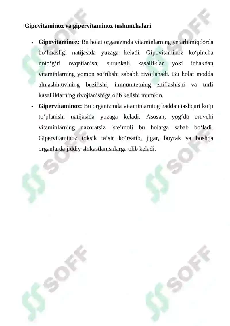 gipovitaminoz va gipervitaminoz   haqida referat 4
