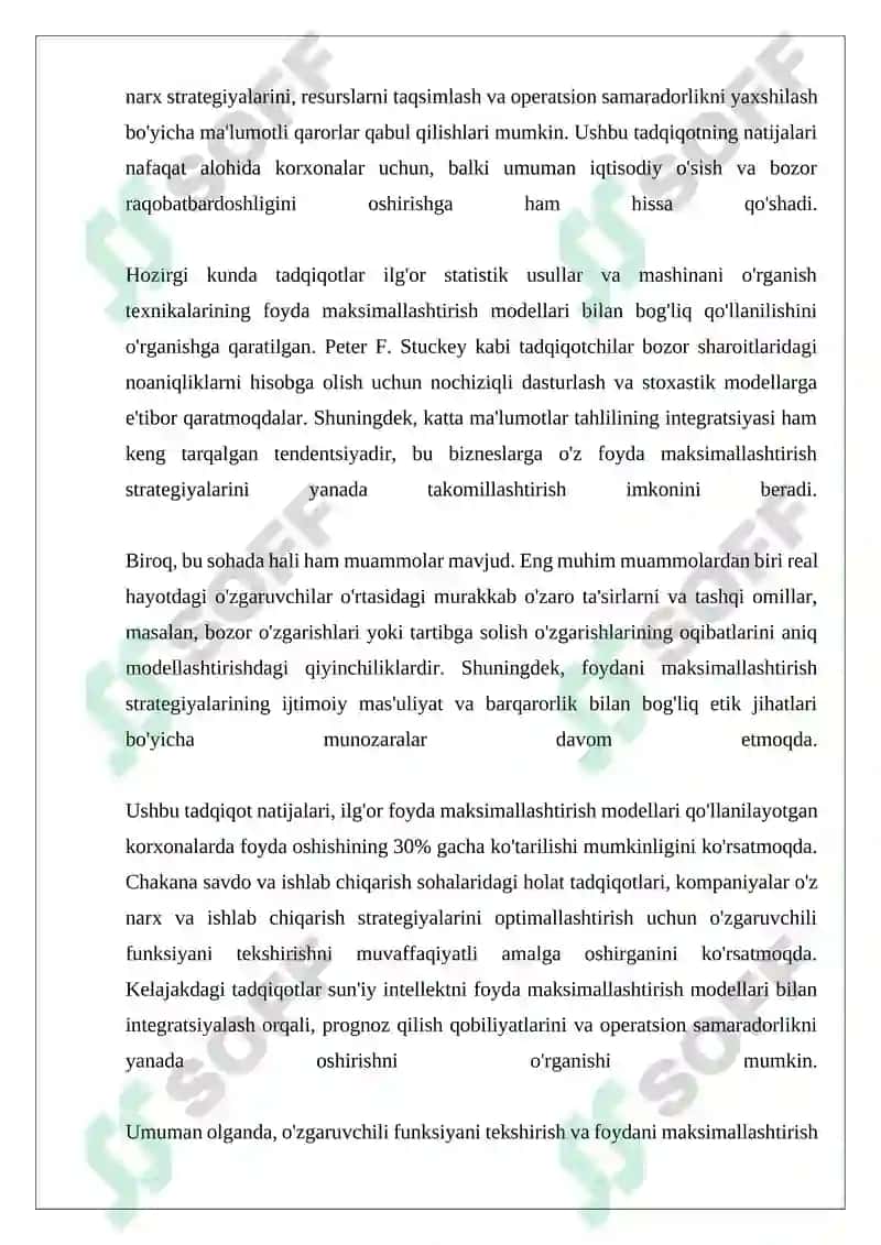 Foyda maksimallashtirish modellari 4