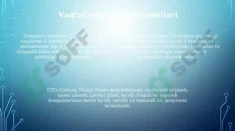Taym menejment-vaqtni boshqarish 4