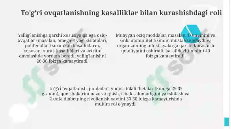 Sog'lom ovqatlanish va psixikaning davolashdagi ahamiyati 4