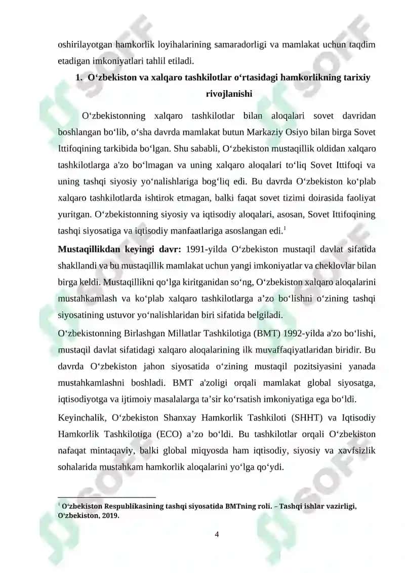 O‘zbekistonnning xalqaro tashkilotlar bilan hamkorlik aloqalari 4