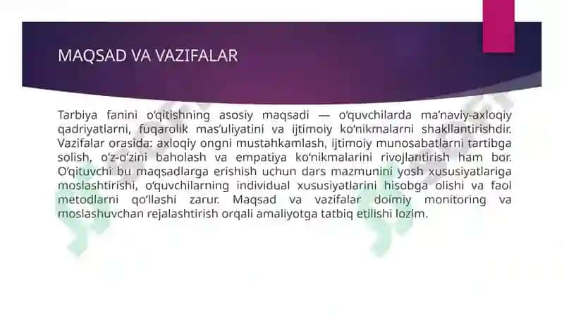 O'rta sinflarda tarbiya fanini o'qitishda kreativ yondoshuv 4