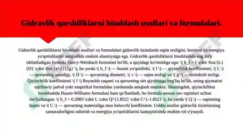 Gidravlik qarshiliklar 4