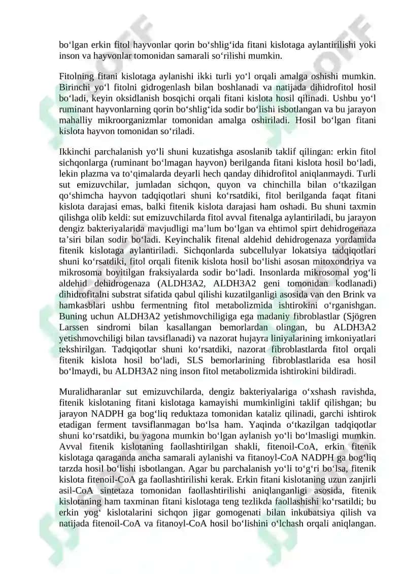 Biokimyo: Yog' kislotalarining alfa oksidlanishi 4
