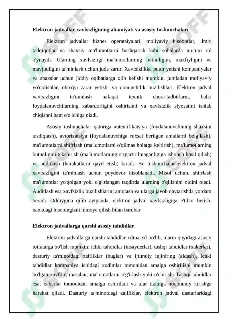Elektron jadval xavfsizligi 4