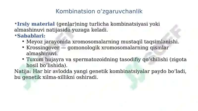 O‘zgaruvchanlik va uning xillari 4