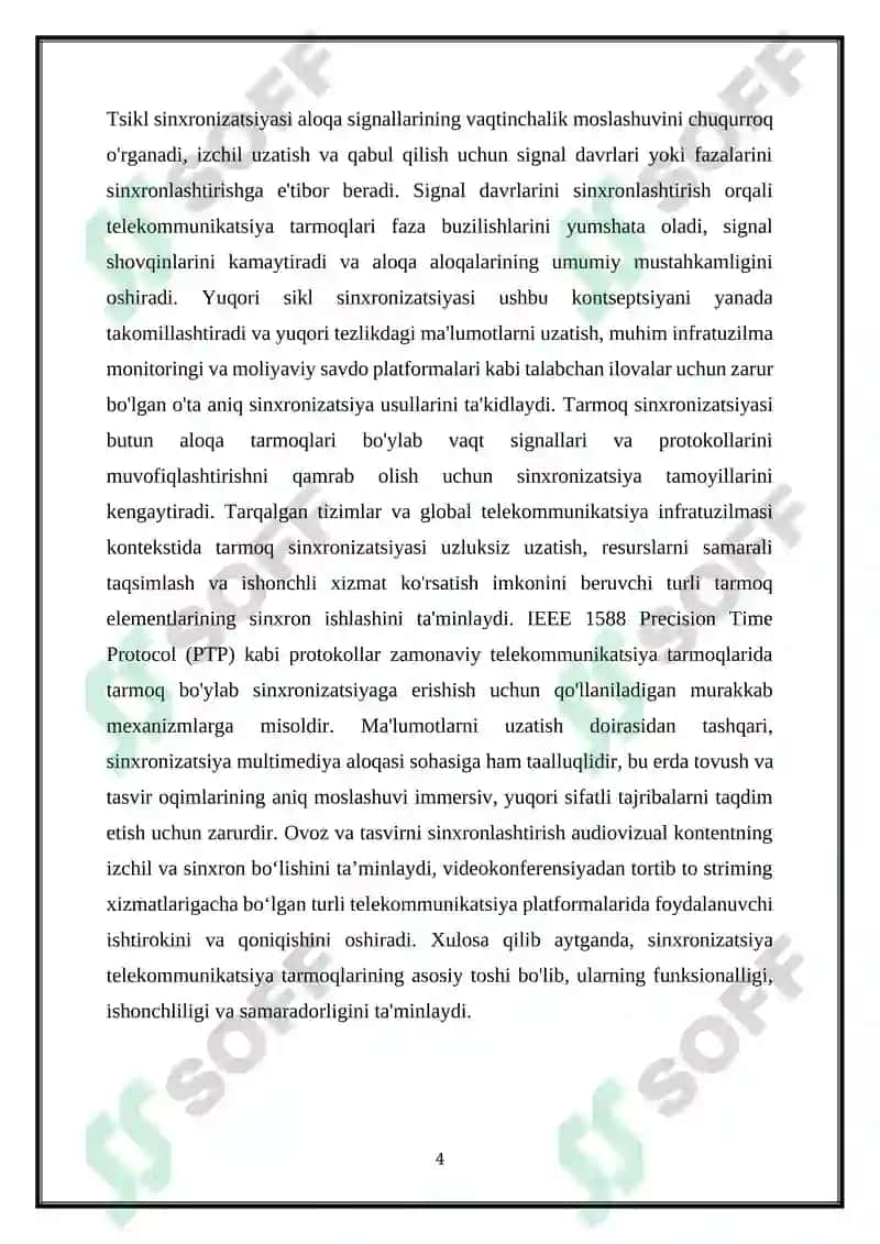 TELEKOMMUNIKATSIYA ALOQA TARMOQLARIDA SINXRONIZATSIYA 4
