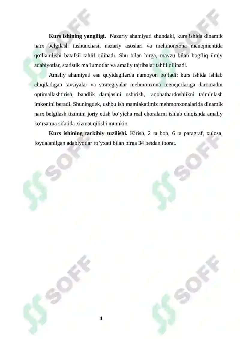 “DINAMIK NARX BELGILASH (DYNAMIC PRICING) TIZIMI: MEHMONXONALAR MISOLIDA” 4