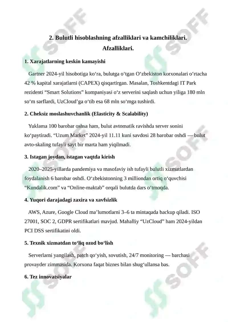 Bulutli hisoblashni afzalligi va kamchiligi 4