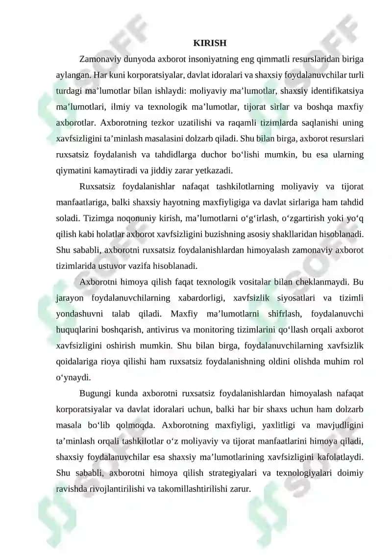 Axborotni ruxsatsiz foydalanishlardan himoyalash 4