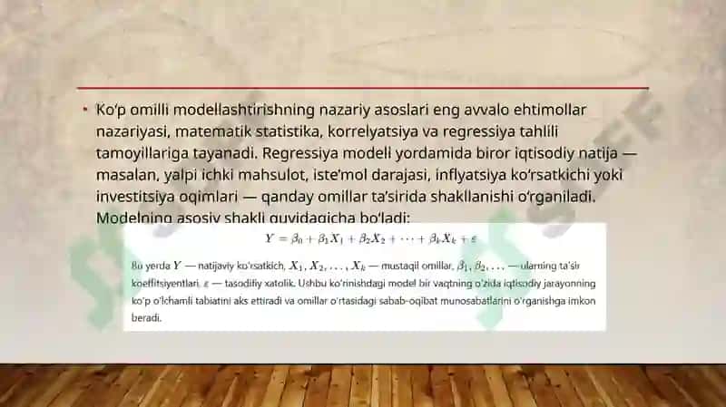 Ko'p Omilli Ekonomertrik Omillarni Tanlash Muammosi 4