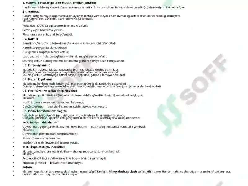 Materiallarning asosiy xossalari 4