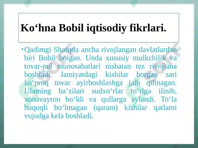 Qadimgi Sharqdagi iqtisodiy g‘oyalar 4
