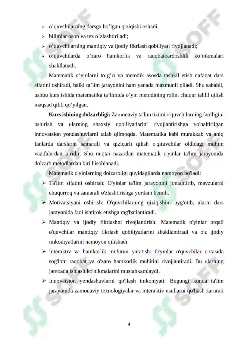 Matematik oʻyin -taʼlim metodi sifatida 4
