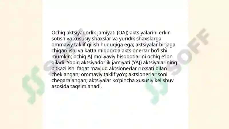 Aktsiyadorlik jamiyati. Firmani tashkil qilish 4