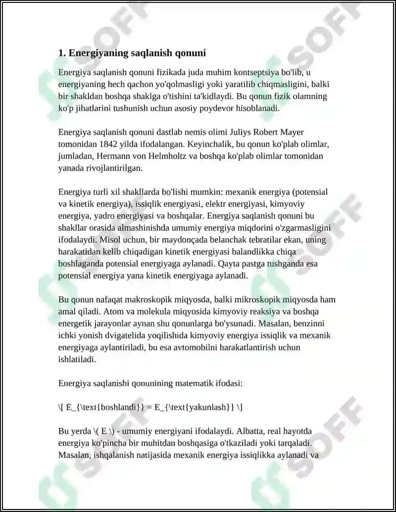 Energiya saqlanish qonuni 4