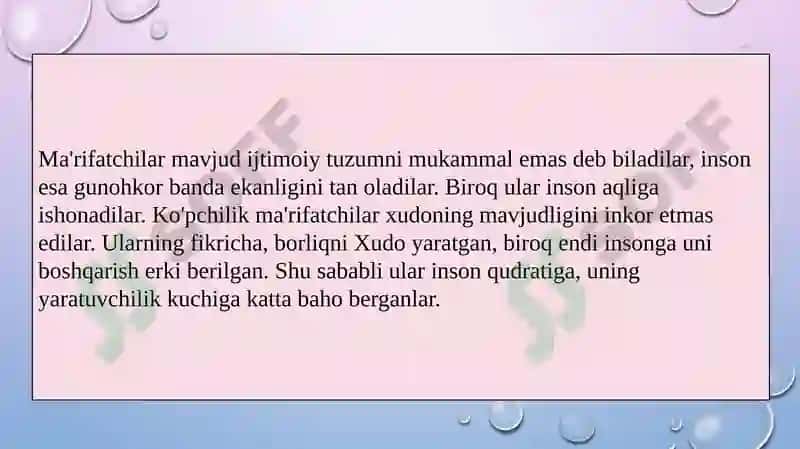 XVI – XVIIIasrlarda Yevropa ma’rifatchilik asri 4