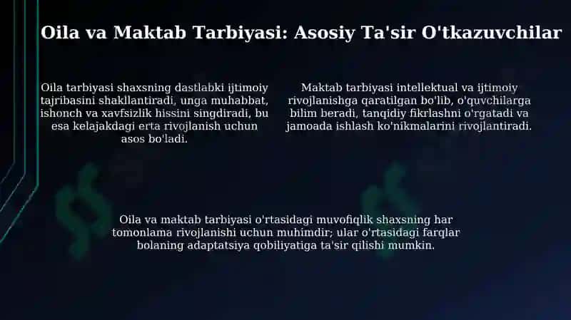 Tarbiya mohiyati va ijtimoiy o'zaro aloqalar 4