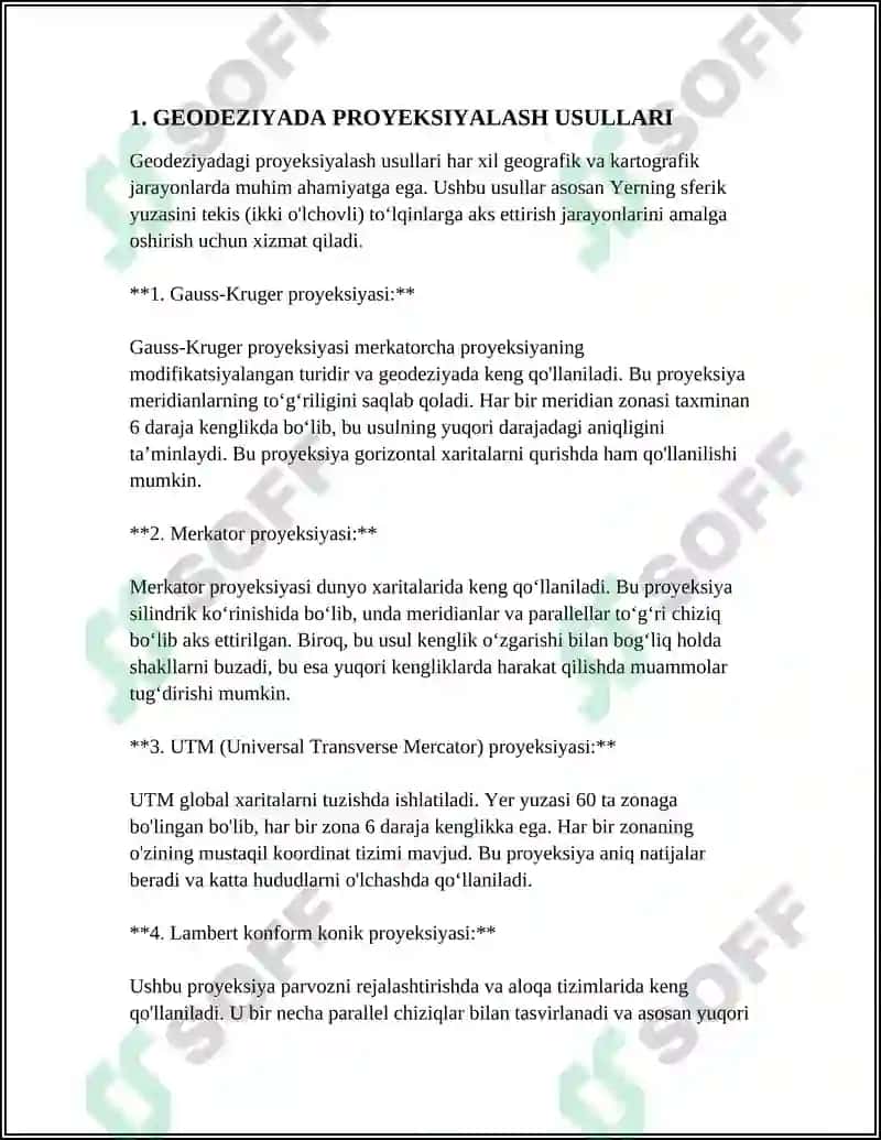 GEODEZIYADA PROYEKSIYALASH USULLARI 4