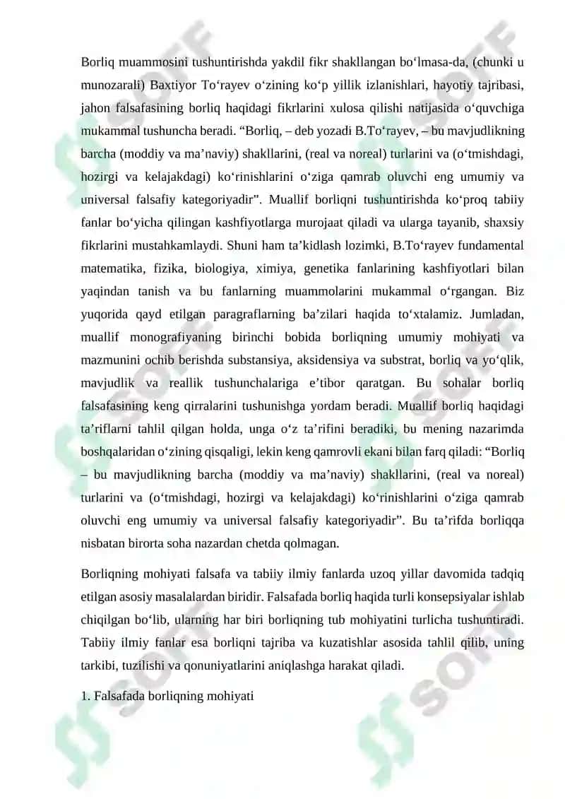 Borliqning mohiyatiga oid konsepsiyalari 4