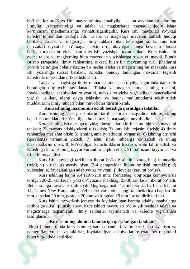 Kurs ishini tashkil etish bo‘yicha ko‘rsatmalar 4