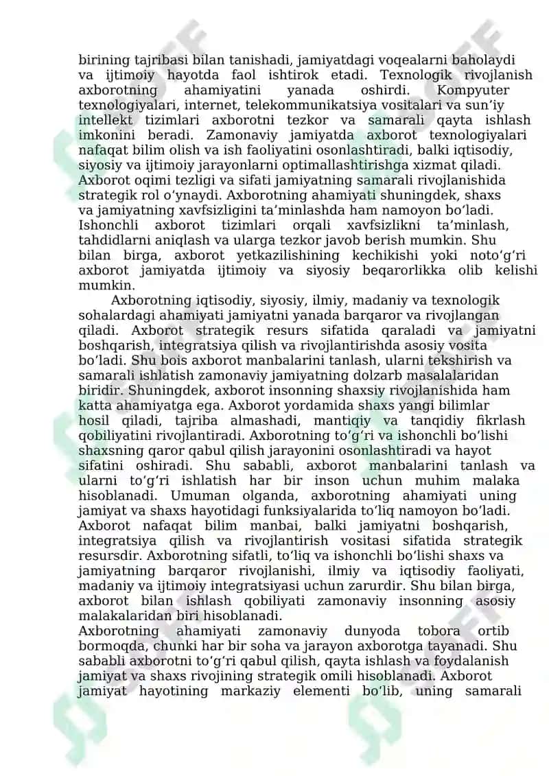 AXBOROT TURLARI VA ISHONCHLILIGI 4