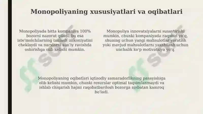 Raqobat va Yakka Hokimlik 4