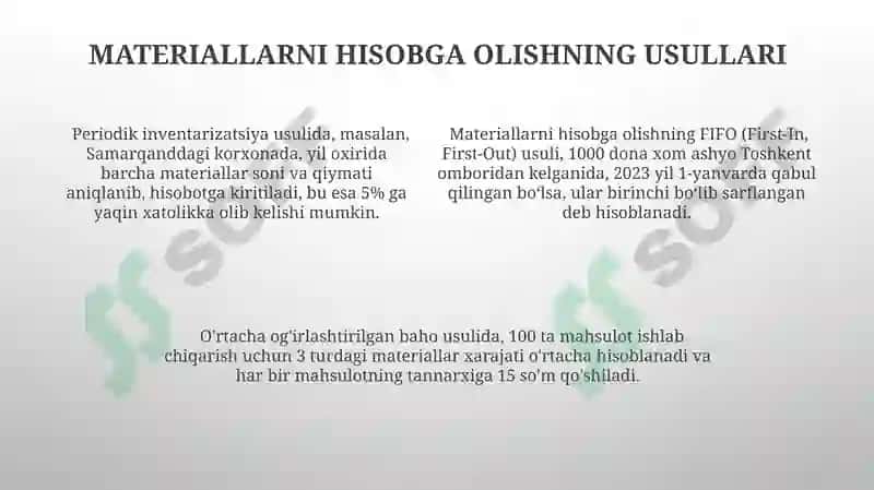 Materiallarni Hisobga Olishning Moliyaviy Aspektlari 4