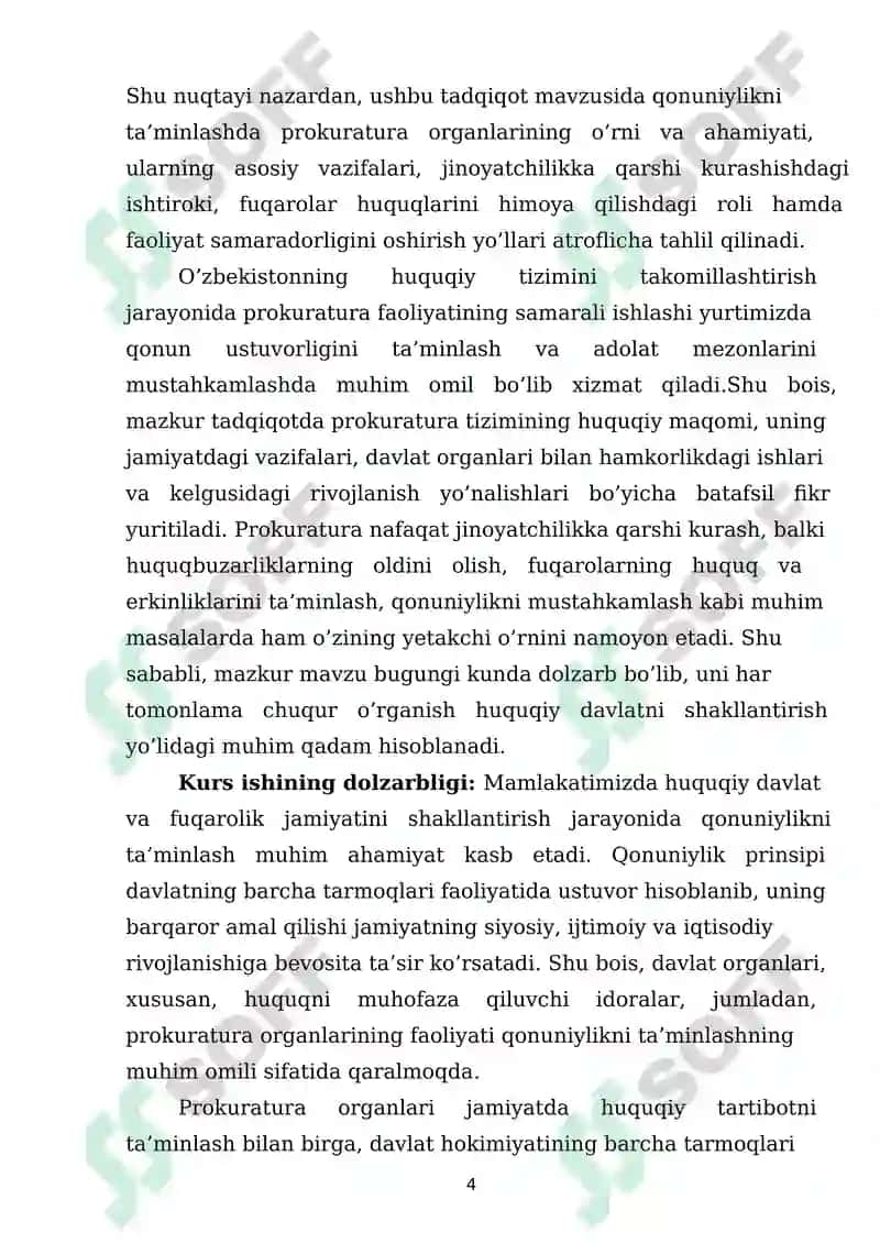 QONUNIYLIKNI TA’MINLASHDA PROKRATURA ORGANLARINING FAOLIYATI 4