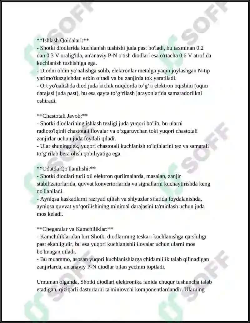 Shotki Diodlari: Tuzilishi va Ishlash Prinsipi 4