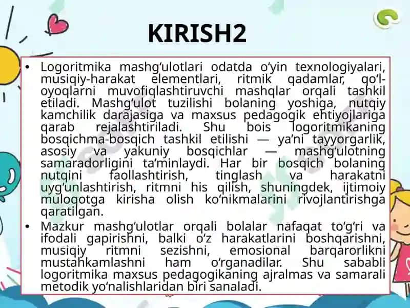 Logoritmika mashg'ulotlari 4