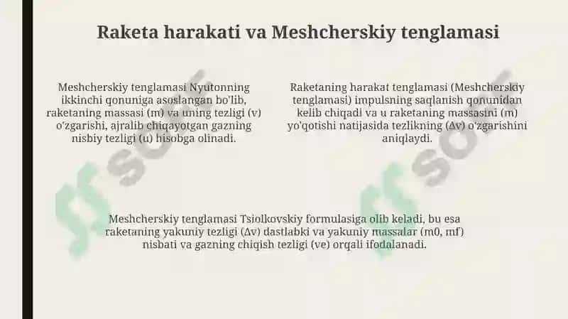 O'zgaruvchan massali jismning harakati 4