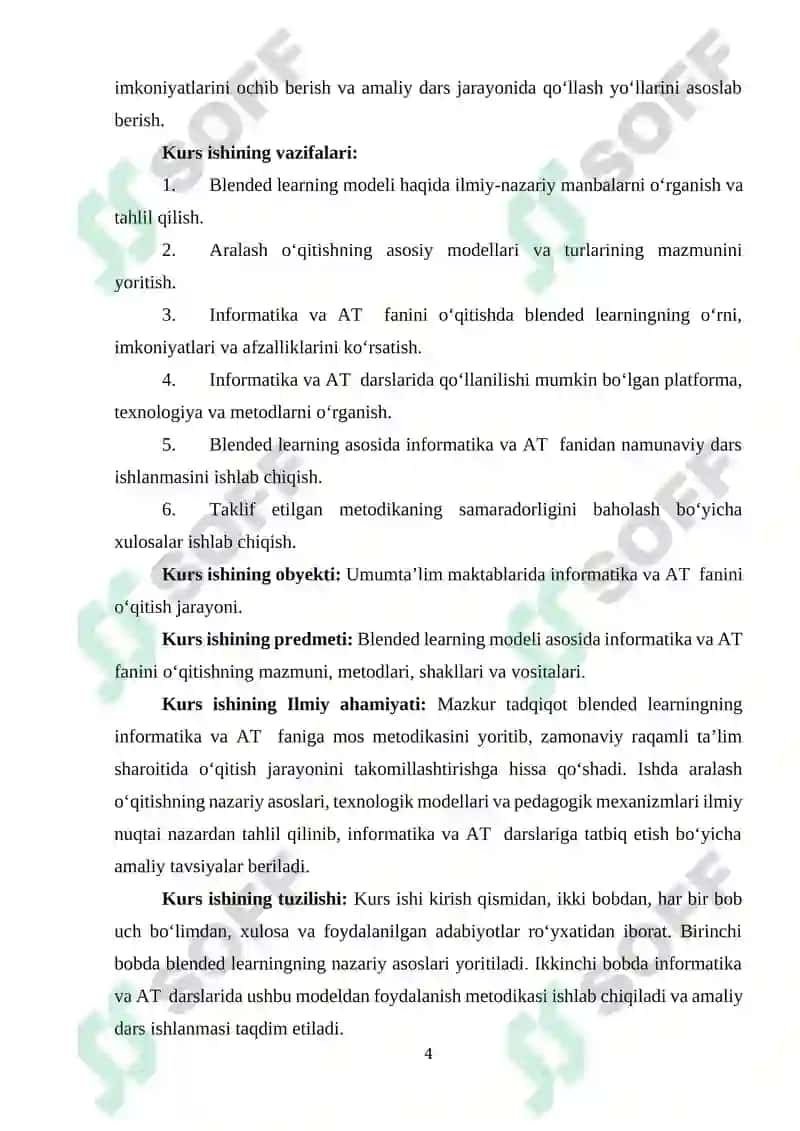 Blended learning mo‘deli asosida informatika va AT  fanini o‘qitish meto‘dikasi 4