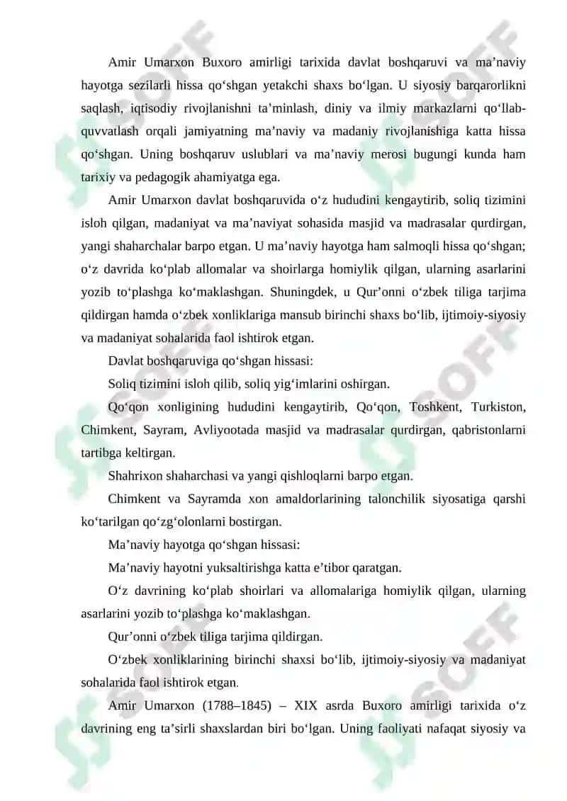 AMIR UMARXONNING DAVLAT BOSHQARUVI VA MAʼNAVIY HAYOTGA QOʻSHGAN HISSASI 4