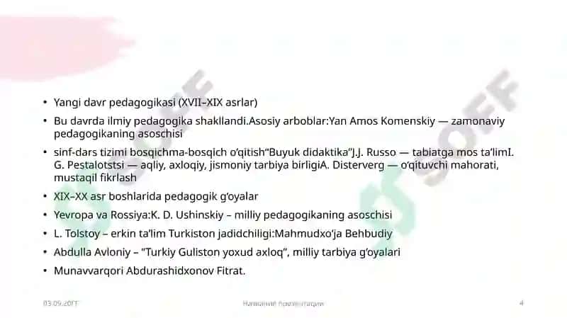 PEDAGOGIK G‘OYALARNING RIVOJLANISH BOSQICHLARI 4
