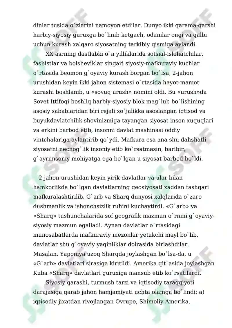 XX asr va yangi asrdagi majorolarning mafkuraviy harakatlar 4