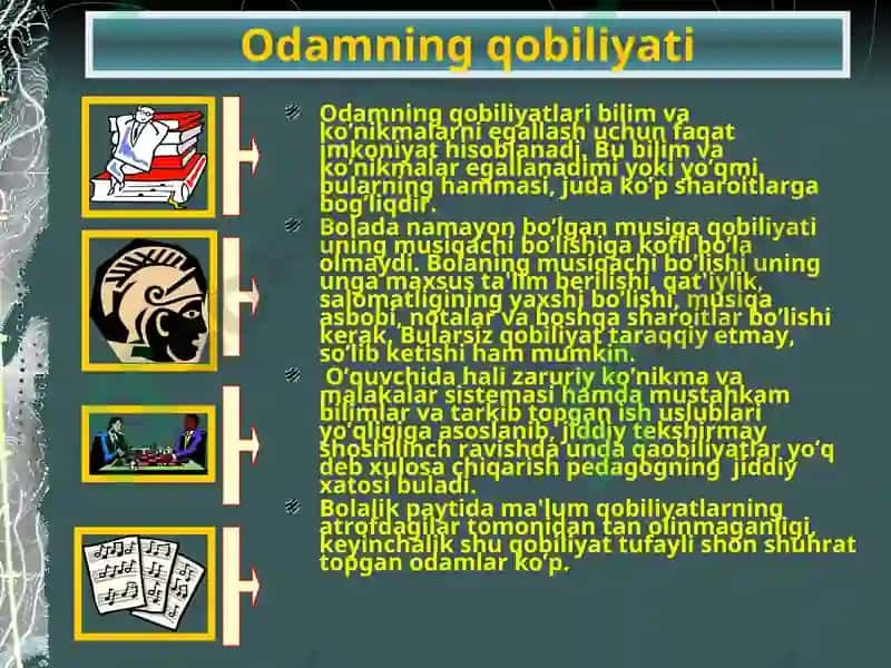 Qobiliyatlar va Shaxs Faoliyati 4