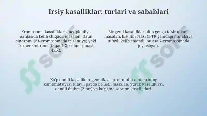 Irsiyat va irsiy kasalliklar 4