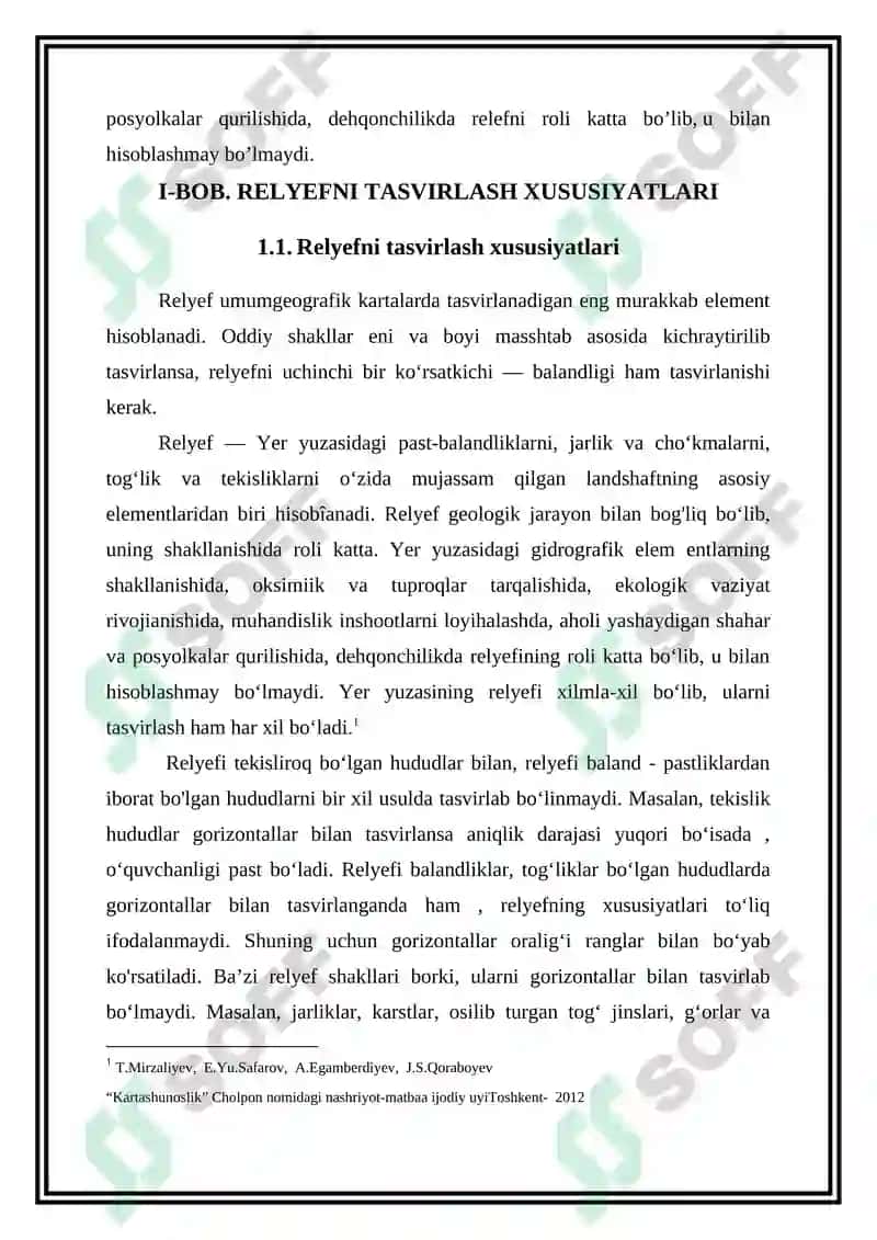 RELYEFNI MIQDOR VA SIFAT KO’RSATKICHLARINI TASVIRLASH USULLARI 4