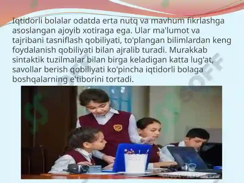 IQTIDORLI OQUVCHILAR BILAN ISHLASH 4