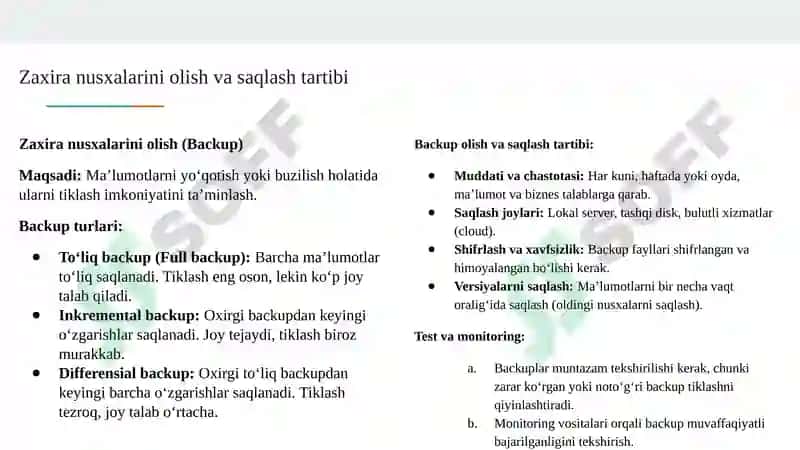Tizimni qayta tiklash siyosati 4