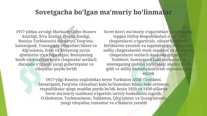 O'rta Osiyo ma'muriy - hududiy chegarasining o'zgarishi 4