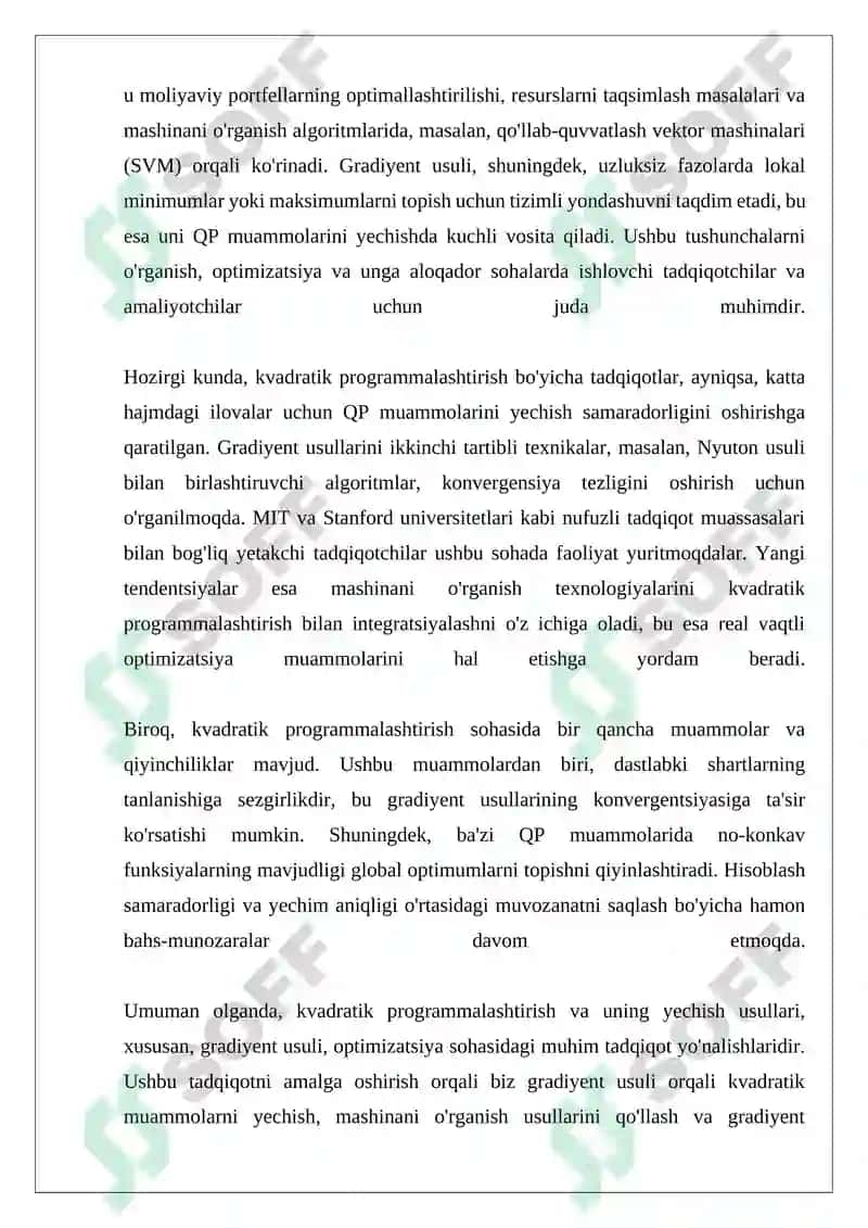 Kvadratik Programmalashtirish va Uni Yechish Usullari 4