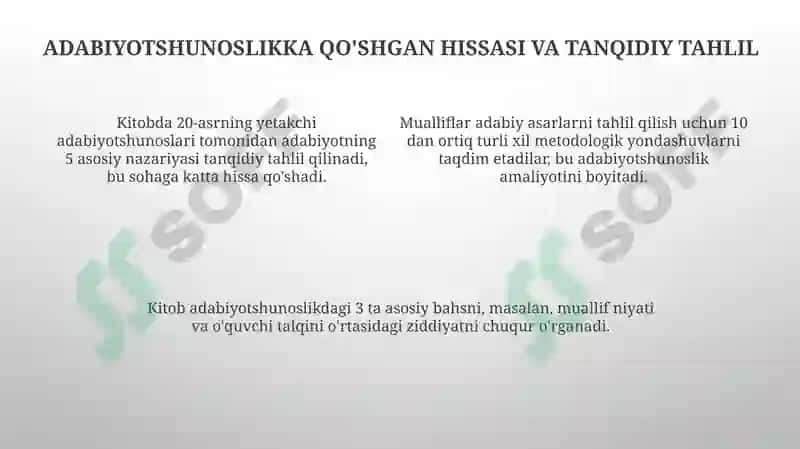 "Jahon adiblari adabiyot haqida” kitobini oʻrganish 4